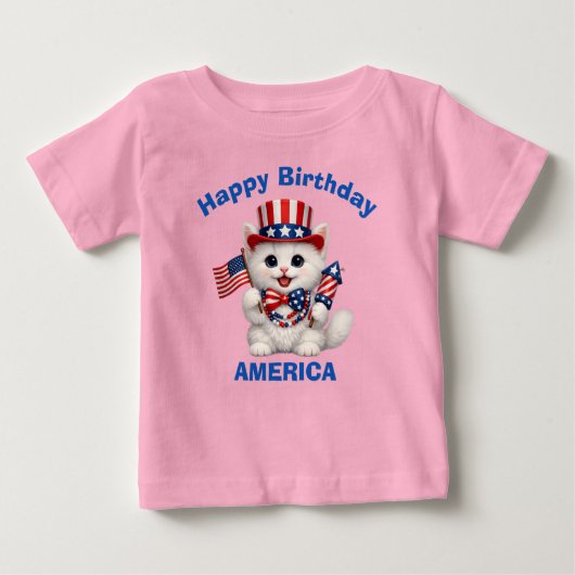 白い子猫 (1f) 愛国少年Tシャツ ベビーTシャツ (正面)