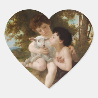 白い子羊のサンキューカード ハートシール