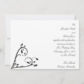 白い孔雀のハートモノグラムの結婚式招待状 招待状 (裏面)