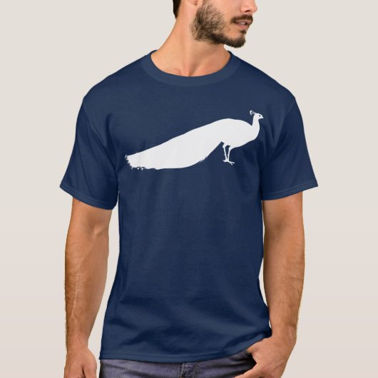 白い孔雀の鳥のデザイン Tシャツ (正面)