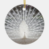 白い孔雀 セラミックオーナメント (正面)