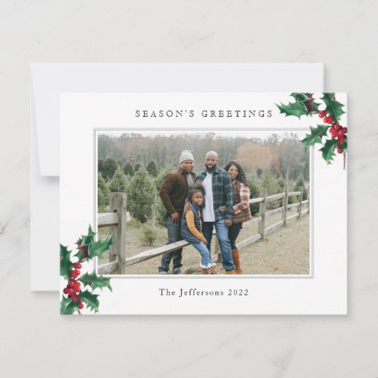 白い季節の挨拶クリスマスカスタムの写真 シーズンカード (正面)