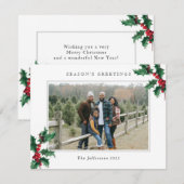白い季節の挨拶クリスマスカスタムの写真 シーズンカード (正面/裏面)