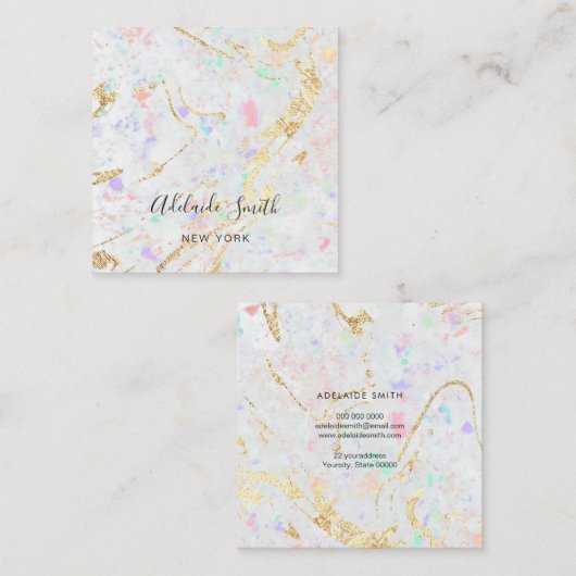 白い宝石のテクスチャ背景 スクエア名刺 (正面/裏面)