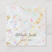 白い宝石のテクスチャ背景 スクエア名刺 (正面)