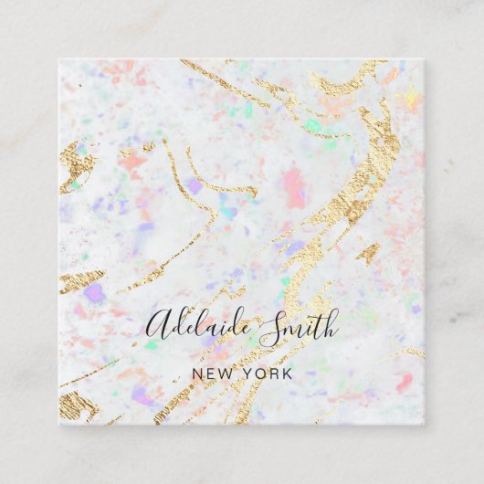 白い宝石のテクスチャ背景 スクエア名刺 (正面)
