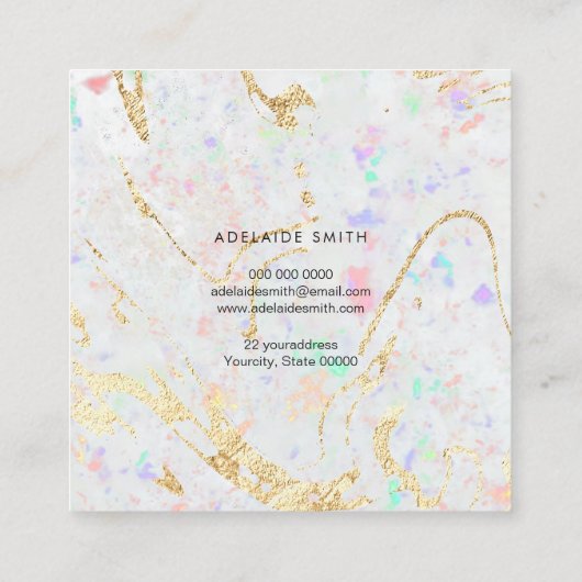 白い宝石のテクスチャ背景 スクエア名刺 (裏面)