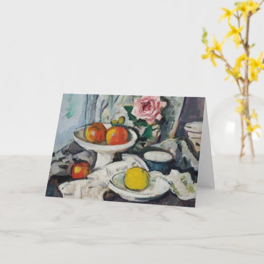 白い実り鉢の中のリンゴ | ジョージ・レスリー・ハンター カード (黄色い花)