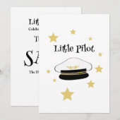 白い小さなパイロット帽子、金の星、招待状 招待状 (正面/裏面)