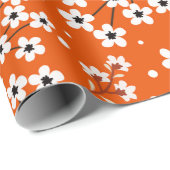 白い小さな花で縫い目のない模様 ラッピングペーパー (ロールコーナー)