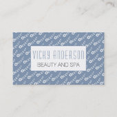 白い小さな花ほこりっぽい青い花柄 名刺 (正面)