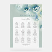 白い小さな花結婚のウェルカムシーティングチャート アクリルサイン (正面)