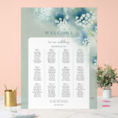 白い小さな花結婚のウェルカムシーティングチャート アクリルサイン (ウェディング)