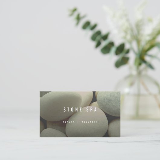 白い小石ストーンミニマリスト写真スパウェルネス 名刺 (スタンド正面)