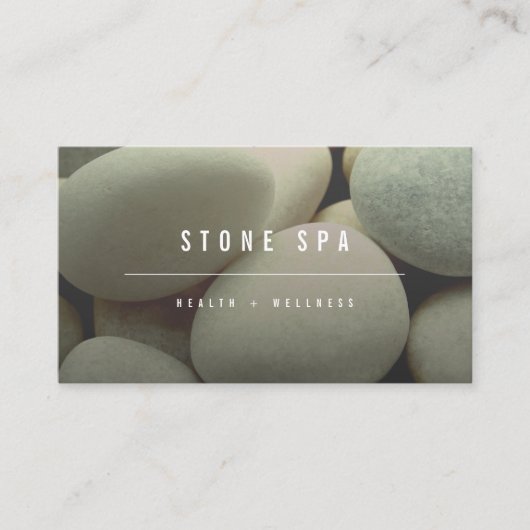 白い小石ストーンミニマリスト写真スパウェルネス 名刺 (正面)