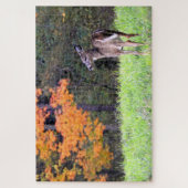 白い尾の鹿が近く ジグソーパズル (縦)