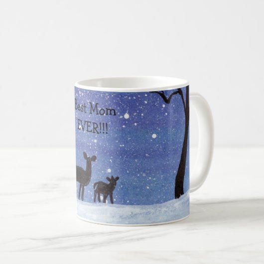 白い尾の鹿の子鹿と子鹿 コーヒーマグカップ (正面右)