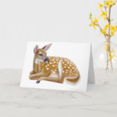 白い尾の鹿の子鹿グリーティングカード カード (黄色い花)