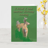 白い尾の鹿の誕生日カード カード (黄色い花)