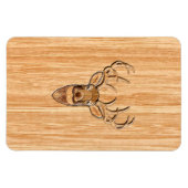 白い尾の鹿の頭木目の背景 マグネット (横)