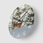 白い尾を持つ鹿（数字付き） ラウンド壁時計 (傾斜)