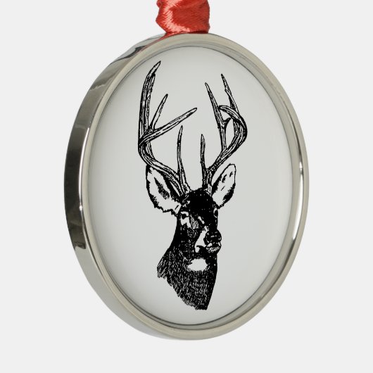 白い尾シカのトロフィの木びき台 メタルオーナメント (右)