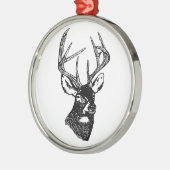 白い尾シカのトロフィの木びき台 メタルオーナメント (左)