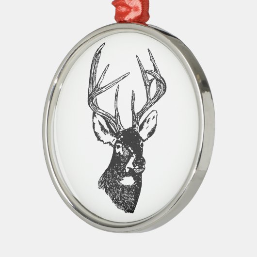 白い尾シカのトロフィの木びき台 メタルオーナメント (左)