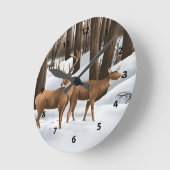 白い尾シカの時計 ラウンド壁時計 (傾斜)