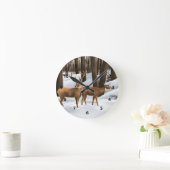 白い尾シカの時計 ラウンド壁時計 (ホーム)