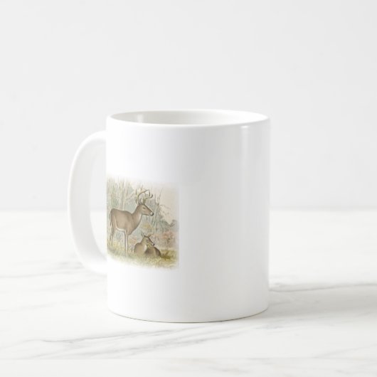 白い尾シカの木びき台-雌ジカ コーヒーマグカップ (正面左)