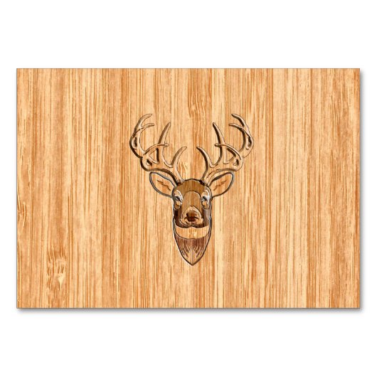 白い尾シカの木製の穀物のスタイルのグラフィック テーブルナンバー (正面)