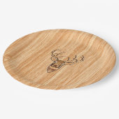 白い尾シカの頭部の木びき台の木製の穀物のスタイルの装飾 ペーパープレート (アングル)