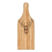 白い尾シカの頭部の木製の象眼細工の穀物のスタイルの装飾 カッティングボード (正面)