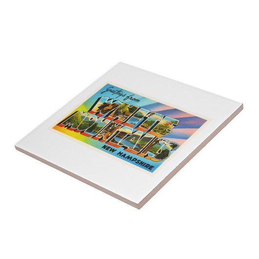 白い山のニューハンプシャーNH旅行記念品 タイル (側面)