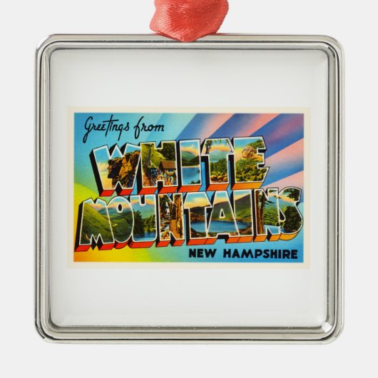 白い山のニューハンプシャーNH旅行記念品 メタルオーナメント (正面)