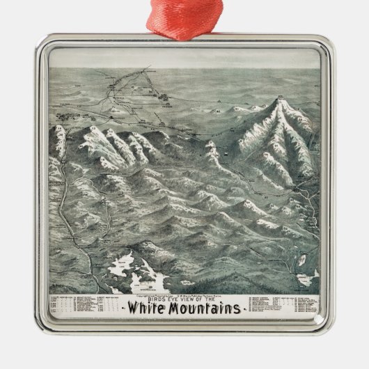 白い山の空中写真、ニューハンプシャー1890年 メタルオーナメント (正面)