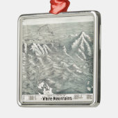 白い山の空中写真、ニューハンプシャー1890年 メタルオーナメント (左)