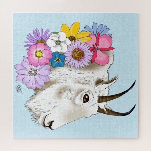 白い山羊の花 ジグソーパズル (横)
