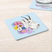 白い山羊の花 スクエアペーパーコースター (アングル)