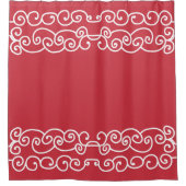 白い巻き模様のレンガ色 シャワーカーテン (正面)