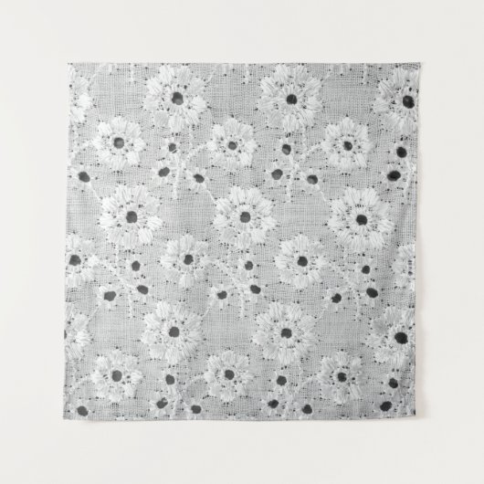 白い布の上質なレースの織り目に優雅さを タペストリー (正面)