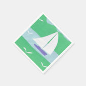 白い帆船のナプキンズデザイン スタンダードカクテルナプキン (角)