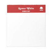 白い帽子と口ひげのシルエットが赤 ノートパッド (正面)