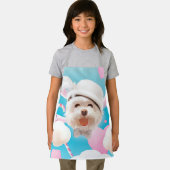 白い帽子をかぶったふわふわの犬 エプロン (インサイチュ)