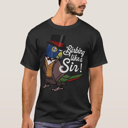 白い帽子をかぶったスパイのようなオウムの鳥 Tシャツ (正面)