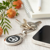 白い平和のシンボル テンプレート キーホルダー (側面)