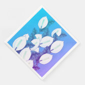 白い平和のユリのイラスト　淡い青から紫への背景 (コーナー)