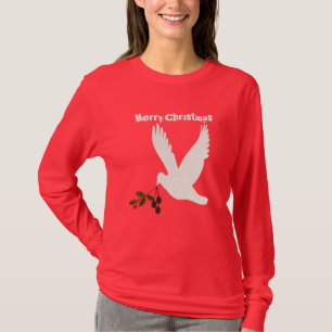 白い平和はクリスマスの装飾と潜りました Tシャツ