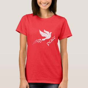 白い平和鳩の雪片のTシャツ Tシャツ